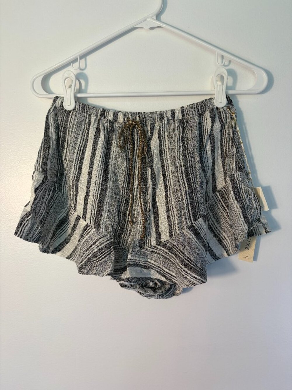 Saltwater Luxe Black White Stripe High Waist Boho Shorts (NWT)
